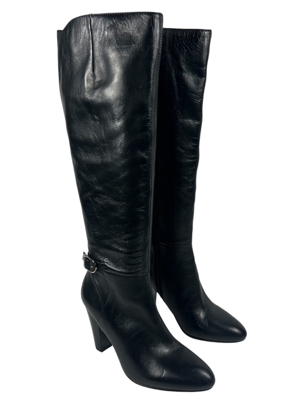 Marc Fisher Boots Womens 7 Shayna Knee High Tall Boots Leather Dress Buckles